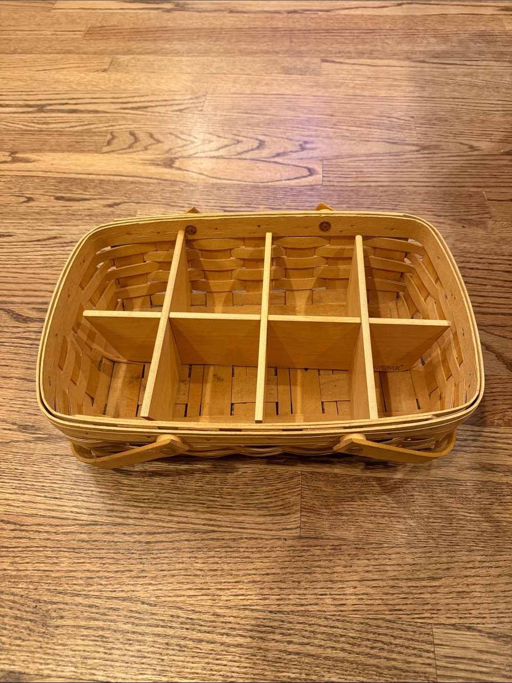 Longaberger Yellow Woven Multi-Compartment Organizer Basket